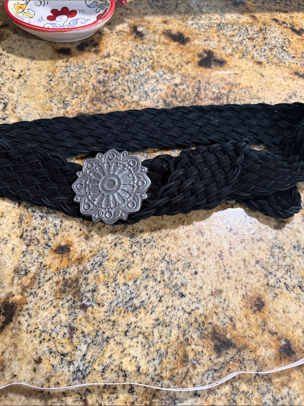 Vintage Everything Braided Black Concho Belt with Metal  Medallion - Picture 13 of 13